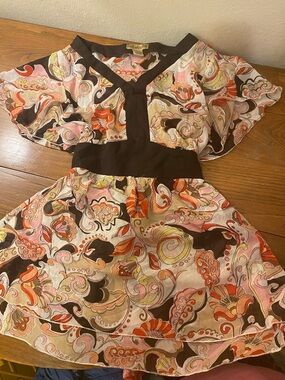 Women’s Notations Y2K Flutter Sleeve Babydoll Top SzXL Paisley
